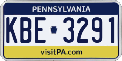 PA license plate KBE3291