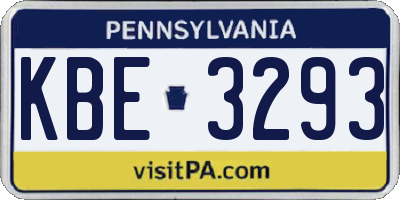PA license plate KBE3293