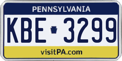 PA license plate KBE3299