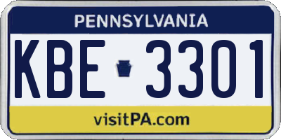 PA license plate KBE3301