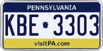 PA license plate KBE3303