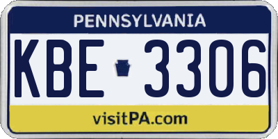 PA license plate KBE3306
