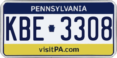 PA license plate KBE3308
