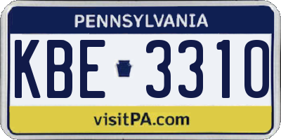 PA license plate KBE3310