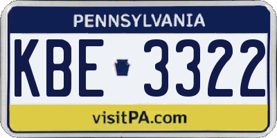 PA license plate KBE3322