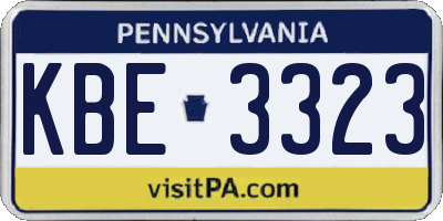 PA license plate KBE3323