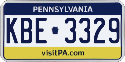 PA license plate KBE3329