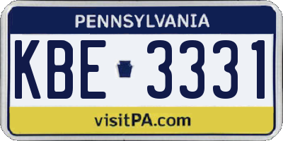 PA license plate KBE3331