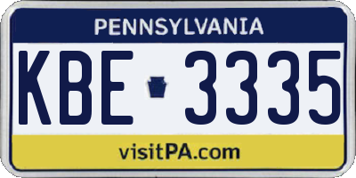 PA license plate KBE3335