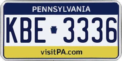 PA license plate KBE3336