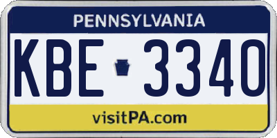 PA license plate KBE3340