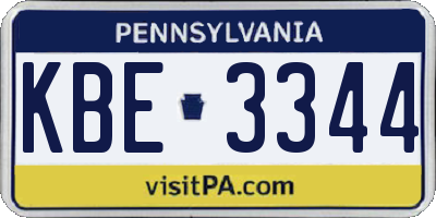 PA license plate KBE3344