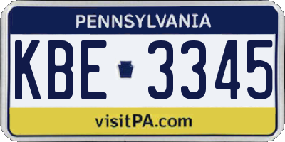 PA license plate KBE3345