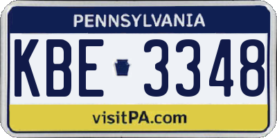 PA license plate KBE3348