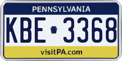 PA license plate KBE3368