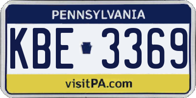 PA license plate KBE3369