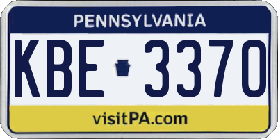 PA license plate KBE3370