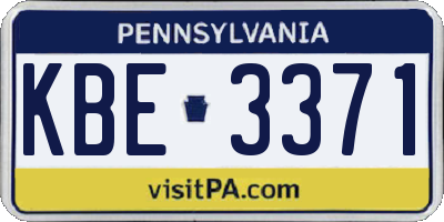 PA license plate KBE3371