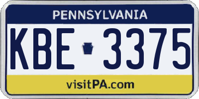 PA license plate KBE3375