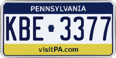 PA license plate KBE3377