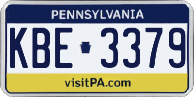 PA license plate KBE3379