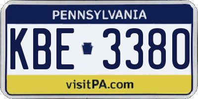 PA license plate KBE3380