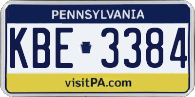 PA license plate KBE3384