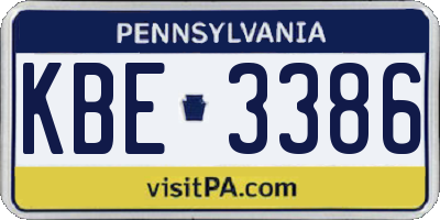 PA license plate KBE3386
