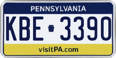 PA license plate KBE3390
