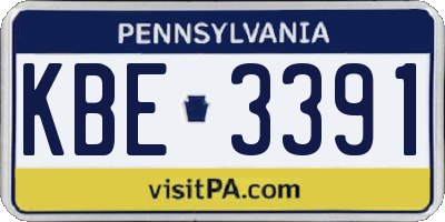 PA license plate KBE3391