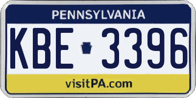 PA license plate KBE3396