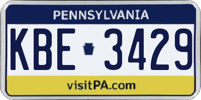 PA license plate KBE3429