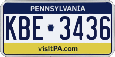 PA license plate KBE3436