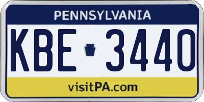 PA license plate KBE3440