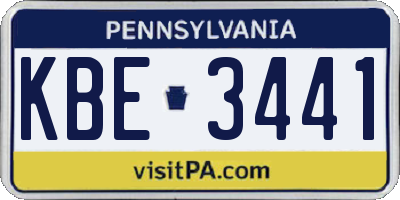 PA license plate KBE3441