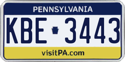 PA license plate KBE3443
