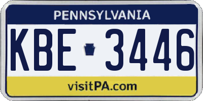 PA license plate KBE3446