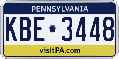 PA license plate KBE3448