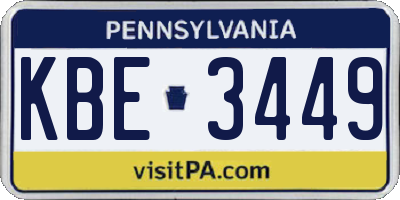 PA license plate KBE3449