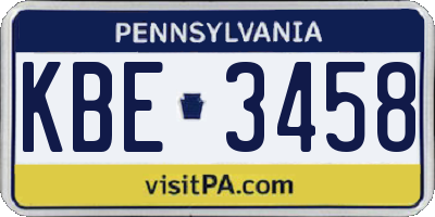 PA license plate KBE3458
