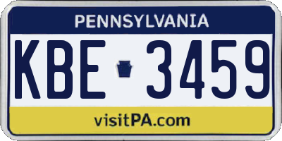 PA license plate KBE3459