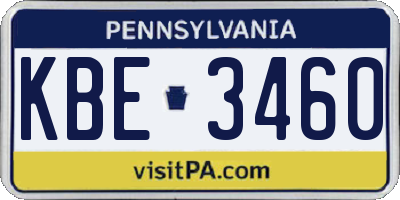 PA license plate KBE3460