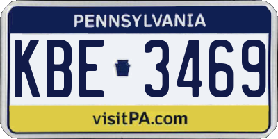 PA license plate KBE3469