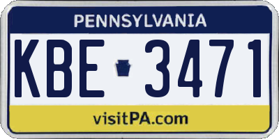 PA license plate KBE3471