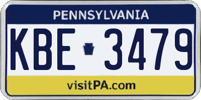 PA license plate KBE3479