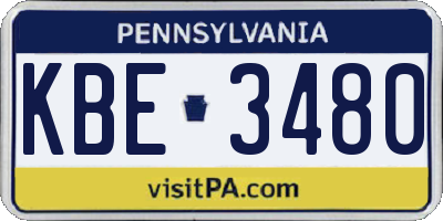 PA license plate KBE3480
