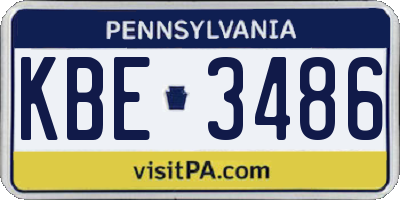 PA license plate KBE3486