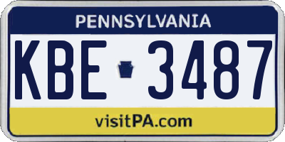 PA license plate KBE3487