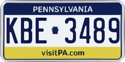 PA license plate KBE3489