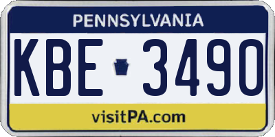 PA license plate KBE3490